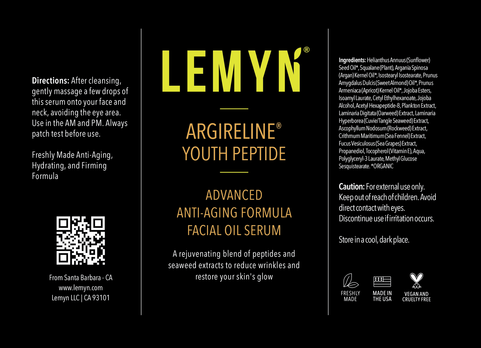 Argireline Youth Peptide Face Oil Serum