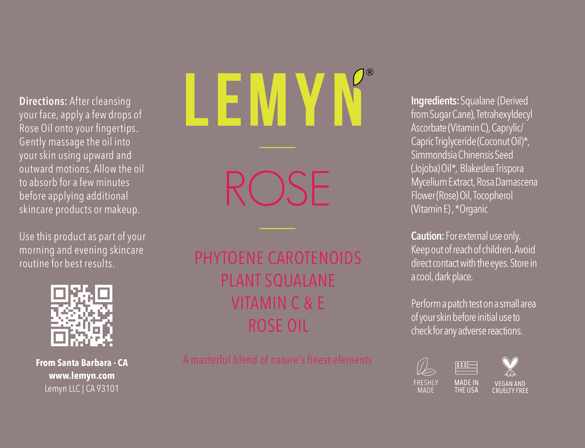 Rose Oil + Squalane &amp; Vitamin C  | Enhanced with Carotenoids &amp; Vitamin E | Freshly Made